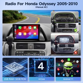 Leadfan Car Radio for Honda Odyssey 2005 2006 2007 2008 2009 2010 Stereo with Wireless Carplay Android Auto, 10.1'' HD Touchscreen Buit-in WiFi Bluetooth GPS Navigation SWC Backup Camera Microphone