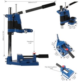 TEXALAN(R) Drill Press Rotary Tool Workstation Stand with Wrench- 220-01- Mini Portable Drill Press- Tool Holder- 2 inch Depth- Ideal for Drilling Perpendicular and Angled Holes