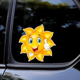 2pcs Smile Cartoon Sunflower Car Stickers 4.92''x5.12'', Funny Waterproof Decal, Exterior Decorative Car Accessories, Used for Vehicles, Motorcycle, Laptop, Van | CZ104