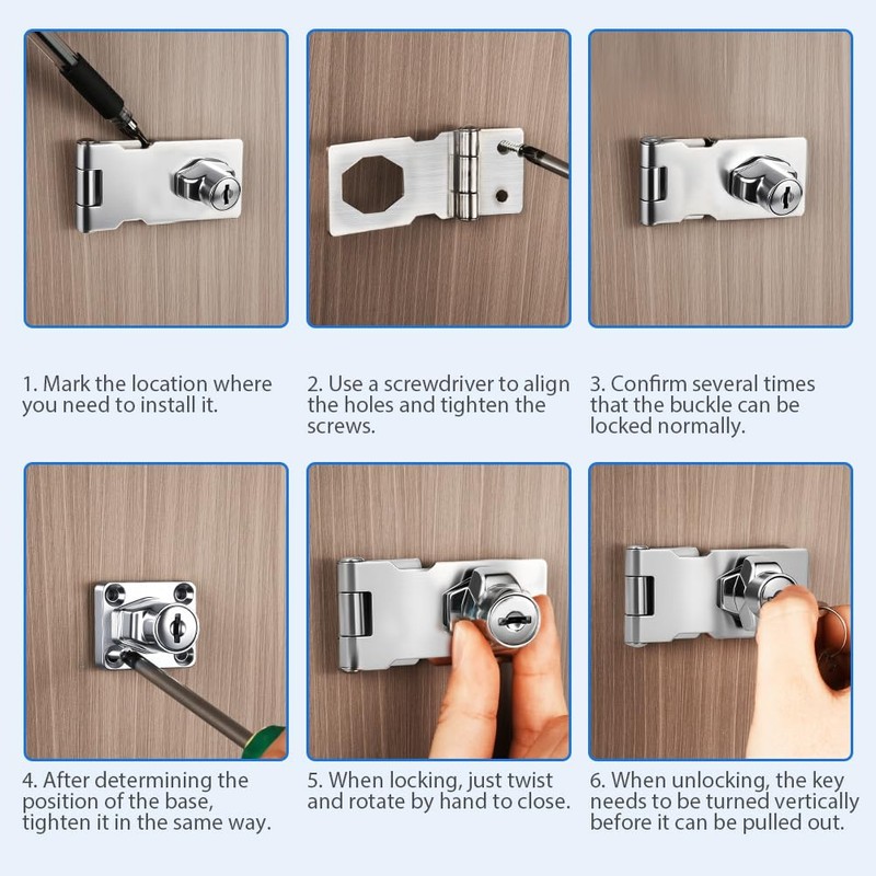 Flintronic Hasp Lockable, Safety Hasp with Screws & Lock, Drawer