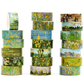 Songdao Washi Tape Impressionist 20-Roll Set | Gold Foil Oil Painting Style Masking Tape, Van Gogh & Monet Famous Art Series / Ideal for Notebooks, Scrapbooking, DIY, Gift Wrapping | 0.6 inches x 2