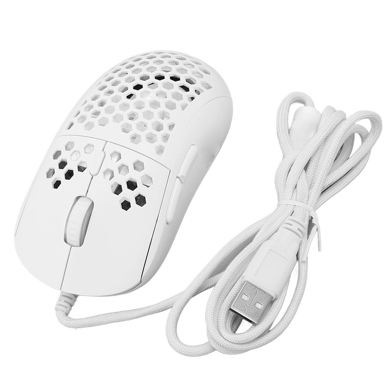 Wired Mouse Ergonomic White Adjustable DPI 6 Keys Hollowed Out