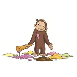 WiggleWalls 6 in Curious George Decal Ice Cream Monkey Removable Peel Self Stick Vinyl Wall