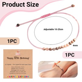 Mezrkuwr Birthday Gifts for Girls, Pink Natural Stone Bracelet with and Message Card for Daughter/Granddaughter/Niece Birthday Gifts for Girls, 12th Birthday