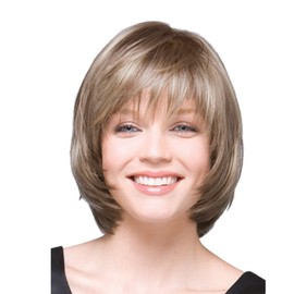 Royalfirst Short Straight Blonde Color Fashion Soft Touch Bob Women Wig with Bangs