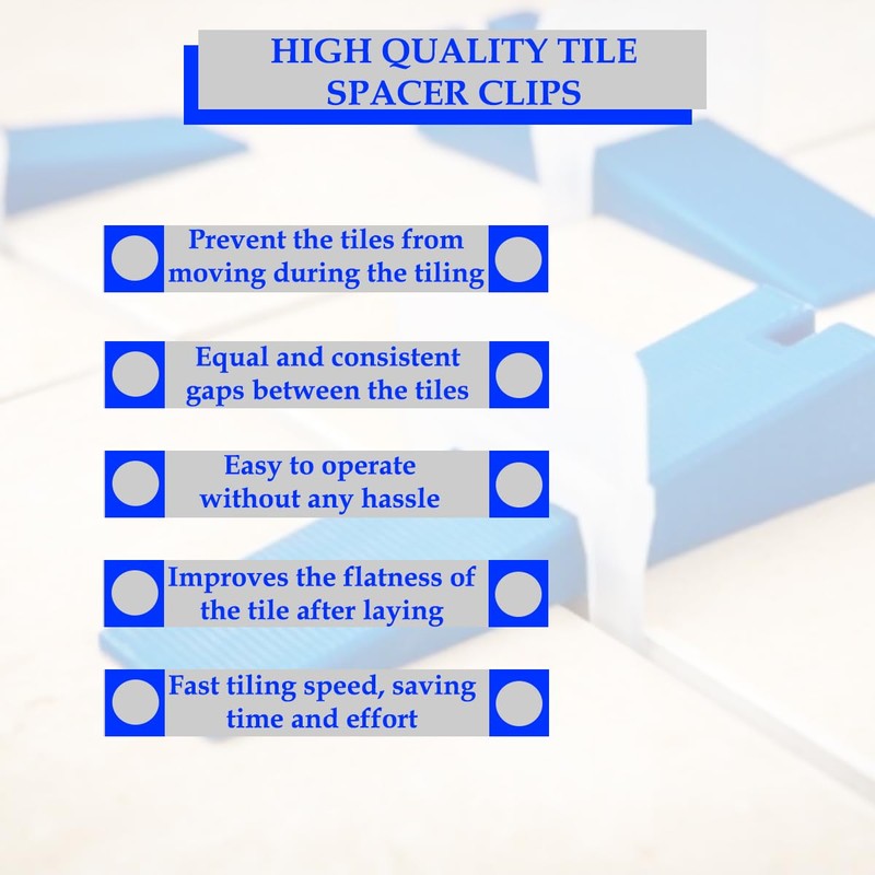 100PCS 2mm Plastic Tile Levelling Spacers, Floor & Wall Tile