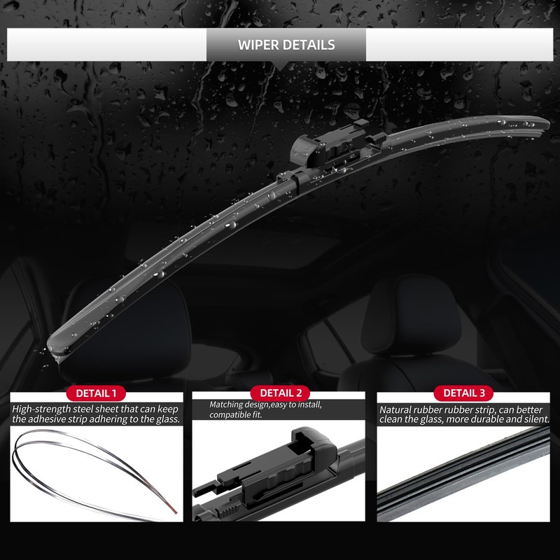 GARDIMU Replacement for Lincoln MKC 2015-2019 Windshield Wiper Blade, 3