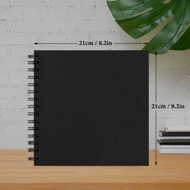 JAECU DIY Photo Album 21 x 21 cm, DIY Spiral Album Photo Book 40 Pages Photo Albums for Gluing, Gift Scrapbook for Baby Family Anniversary Birthday Wedding (Black)