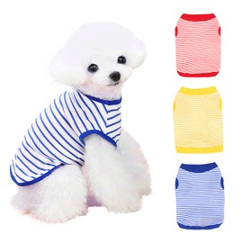 3 Pack Small Dog Shirt Stripped Dog Shirt Dog Tshirts for Dogs Breathable Striped Dog Small Puppy Shirt Girl Boy Extra Small Dog Tshirts