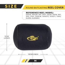 SF Neoprene Conventional Reel Covers Round Reel Case with 6 Breathing Holes, M Size