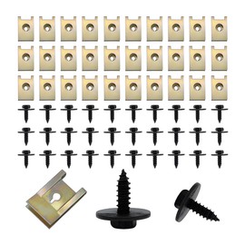CGEAMDY 60 Pieces Tin Nut Screw Nut Clip Kit, Sheet Metal Nut Clip Set, Sheet Metal Nut Screw Nut Clip Kit Universal, Thread Clip Nut Set Maintenance of Cars, Nut Clip Kit U-Type