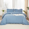Litanika Grayish Blue King Size Comforter Set, 3 Pieces Ruffle