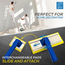 Paint Pad Set - Paint Pads for Walls and Ceilings - Includes Large, Medium, Small, Triangle, Flat Paint Pads for Decorating - Interchangeable Heads, Extendable, Easy to Clean, Collapsible 5 Piece Set