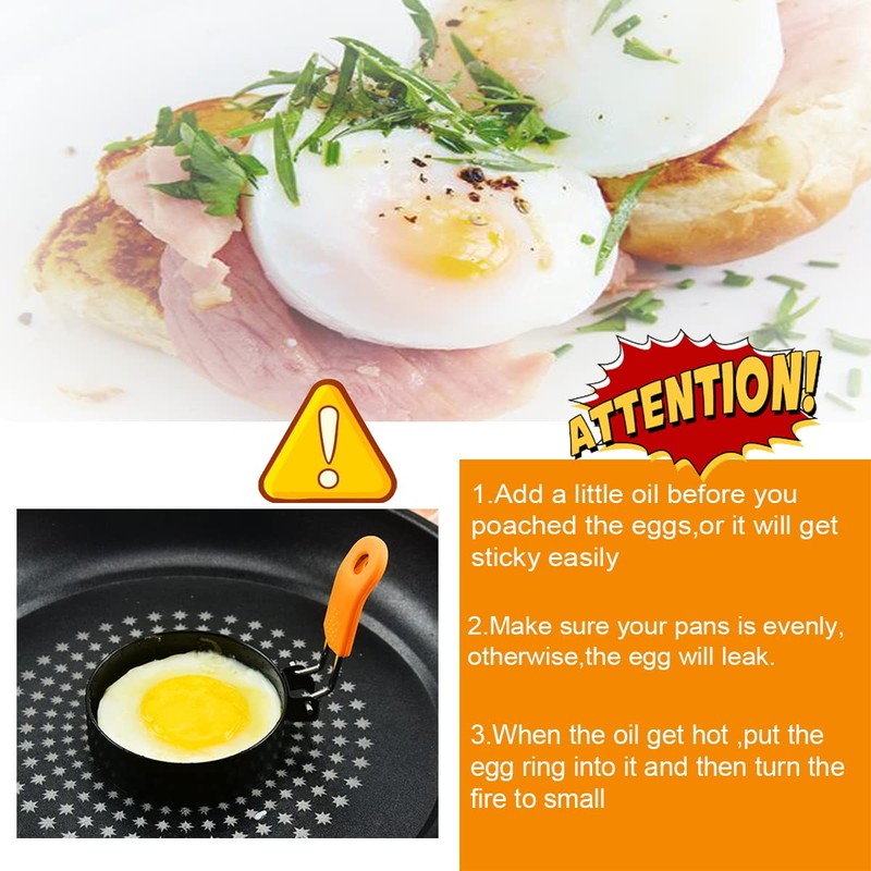 Upgrade 4" Large Egg Rings Set for Griddle,4 Packs Non-stick