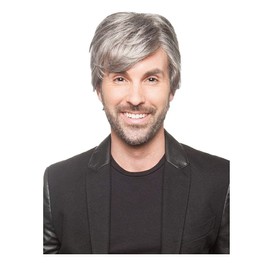 Umeet Short Straight Wig Silver Grey Cosplay Costume Synthetic Mens Wigs With One Wig Cap