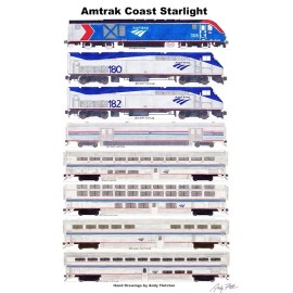 Amtrak Coast Starlight 11"x17" Poster Andy Fletcher signed