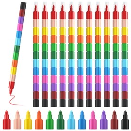 ECHOCUBE 12 x Stacking Crayons for Kids & Adults,Colorful Swop point Crayon Pencils for School Office Drawing,Non Toxic Colouring Crayon Set for Stationary Party Supplies Christmas Gifts