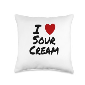 I Heart (Love) Sour Cream Designs I Heart (Love) Sour Cream Topping Cooking Baking Mexican Throw Pillow, 16x16, Multicolor