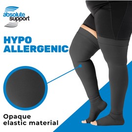 ABSOLUTE SUPPORT Plus Size Open Toe Opaque Compression Stockings for Women and Men 20-30mmHg | For Varicose Veins, Pregnancy, Blood Clots, Embolism - Black, 7X-Large A213BL10