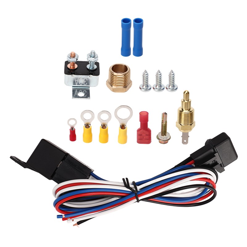 12V Electric Radiator Fan Thermostat Control Relay Wire Kit Complete