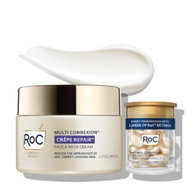 RoC Crepe Repair Anti Aging Daily Face Moisturizer  Neck Firming Cream (1.7 oz)  RoC Retinol Wrinkle Smoothing Capsules (7 CT), Skin Care Treatment
