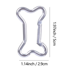 Vagocom 4Pcs Bone Shaped Keychain Clip,1.97Inches/5cm Aluminum Alloy Spring Key Chain Carabiner Key Ring(Silver)