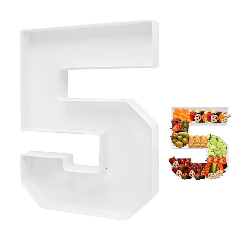 ANNJINT 14inch Cardboard Number Fillable Shaped Charcuterie Board Tray Decorative