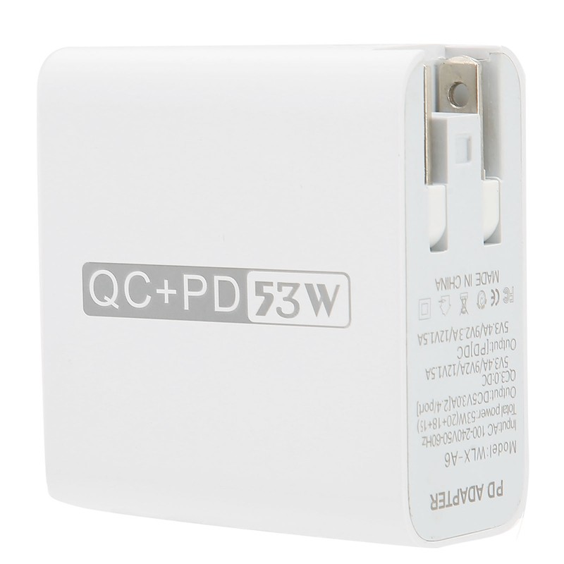 53W 4 Port Mobile Phone Charger 20W PD QC3.0 Fast
