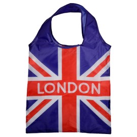 Puckator Foldable Reusable Shopping Bag - London Icons Red Telephone Box Design - Folding Shopping Bags - Foldable Tote Bag - Foldaway Shopping Bags - Fold Up Bag in Pouch - Family Beach Bag
