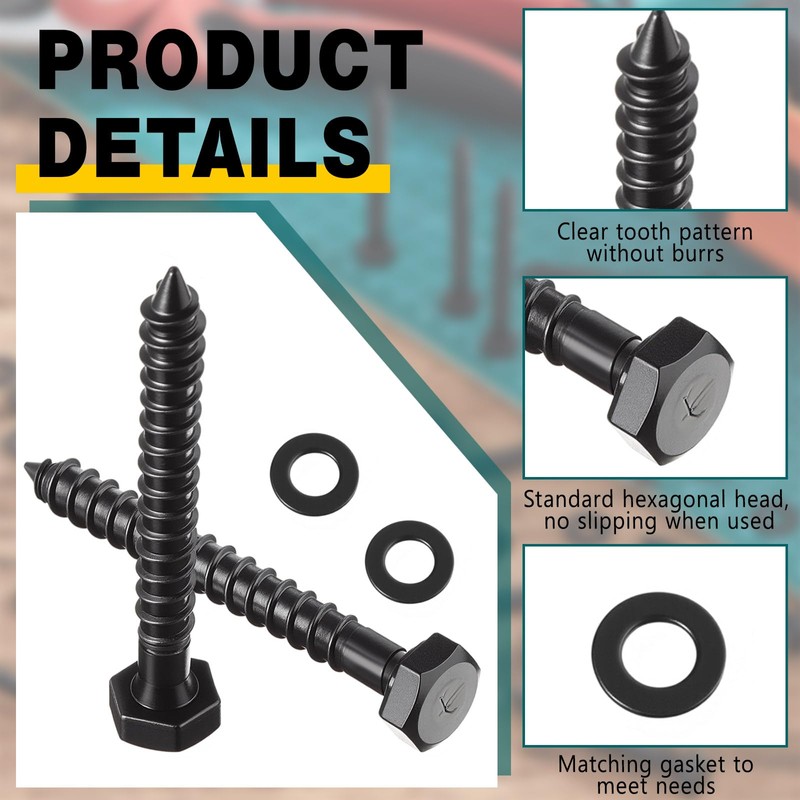 Otoolling 50 Sets 1/4" x 2" Hex Head Lag Screw