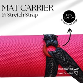 VERDEPAPAYA Mat Strap Carrier and Stretch Handmade Cotton, Adjustable Holder for Yoga, Pilates, Gym - Natural and Sustainable