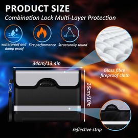 YapitHome Fireproof Document Bag with Lock 4200°F, Fireproof Document Bag with Zip, Fireproof Wallet for Passport, Certificates, Wallet, Documents