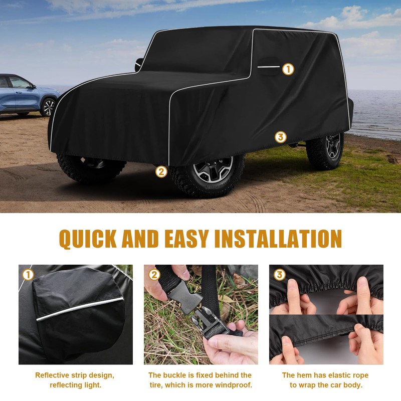 MAIKER Car Cover Waterproof All Weather Compatible with Jeep Wrangler