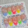 Pastel water drop handmade nail tips - Almond S /