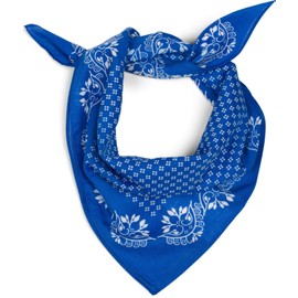 styleBREAKER Ladies triangular scarf cotton with floral pattern, multifunctional scarf, bandana 01016201, Colour:Blue-White