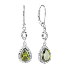 Inpasne Dangle Drop Earrings for Women 925 Sterling Silver Peridot Teardrop Leverback Earrings August Birthstone Jewelry Gift for Women Her Mom