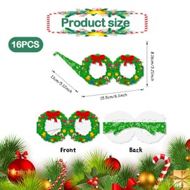 WNXBFO 16 PCS Christmas Glasses, 3D Novelty Xmas Eyewear for Christmas Photo Props, Party Glasses for Christmas Photo Booth Fun, Christmas Props for Kids and Adults(One Size Fits All)