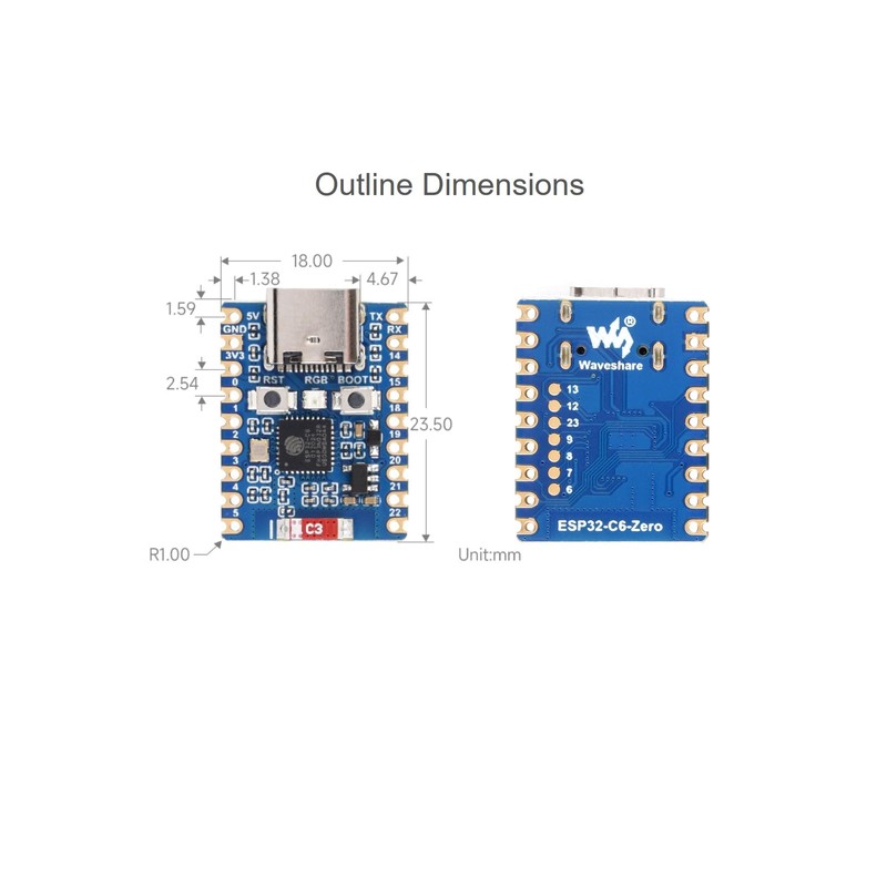 ESP32 C6 Zero WiFi 6 Development Board Based on ESP32-C6FH4