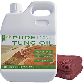 Pure Tung Oil 128oz – Natural Wood Finish & Protector – Ideal for Furniture, Cutting Boards, and Woodworking Projects