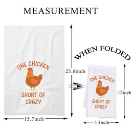 PLITI Chicken Kitchen Towel Chicken Lover Gift Chicken Mom Gift One Chicken Short Of Crazy Chicken Farmer Gift (One Chickens TWU)