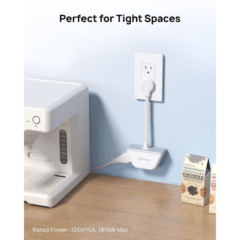 TROND Flat Outlet Extender with 6 Inch Cord - 3