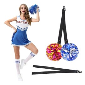 NICENEEDED Polyester Pom Pom Holder for Backpack Cheer, Cheerleading Pompoms Lanyard Adjustable Pom Holder Strap, Pom Pom Holders for Performance Dance Party Pom Poms