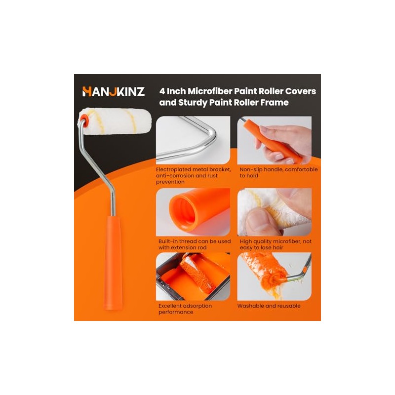 24 Pack Microfiber Paint Roller 4 Inch, Mini Paint Roller