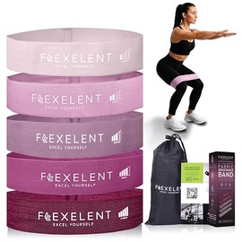 Flexelent - Bandas de resistencia de tela de 5 niveles para entrenar, amigables con la piel y antideslizantes, resistencia para piernas, glúteos, entr