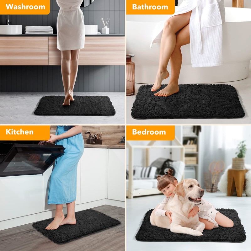 Yeaban Small Bathroom Rugs 12"x18" – Thick Chenille Bath Mats