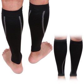 [NMJ] Calf Supporter (2 Pieces) Calf Sleeve, Sports, Meat Prevention (L, Black)