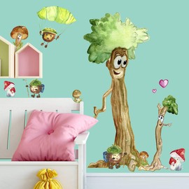 Sunnywall Wall Sticker Autumn Mushroom Chestnut Tree Set for Children
