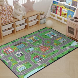 Isyorefam Kids Play Rug for Playroom 59"x39"Play mat car Rugs for Kids Toy Cars Kids Carpet City Pretend Play Non-Slip Washable