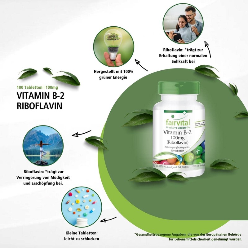 Vitamin B-2 Riboflavin 100Mg 100 Tablets – Vegetarian Multi Talent Metabolism – Support for a powerful