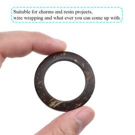 HAO PRO 38mm Diameter Coconut Linking Rings Consistent Texture Unique Lightness Custom Styles Elegant Shiny Hoop Charms Quick Connectors Bronze 20 PCS for Earring Necklace Bracelet Making